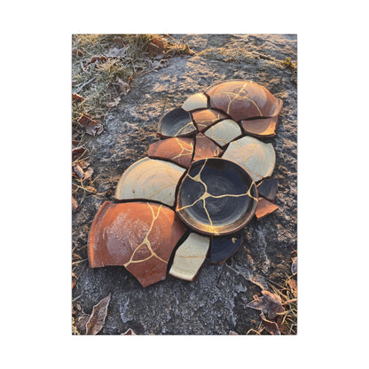 Winter Broken Pottery Gold Vein Canvas Art | Beautiful Decor
