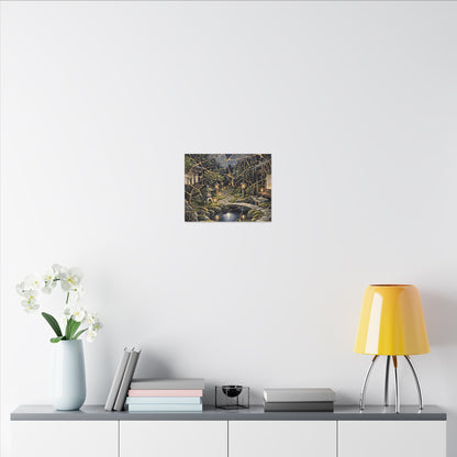 Kintsugi Moonlit Garden in Candlelight | Gold Vein Canvas Art