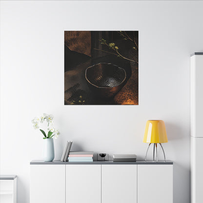 Atmospheric Ceramic Bowl Canvas Art - Shadow Zen Dark Japandi