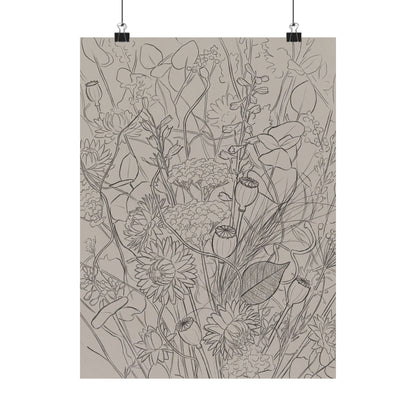 Summer Dried Flowers Minimal Line Wall Art Print | Cozy Decor