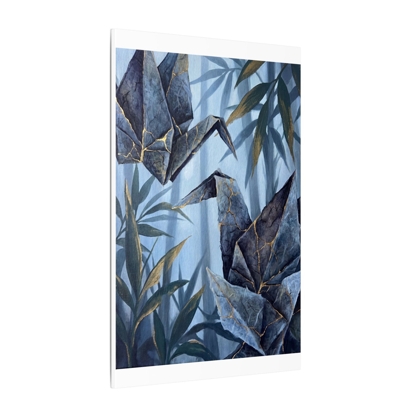 Paper Fold Canvas Art | Summer Kintsugi Crackle Gold Art