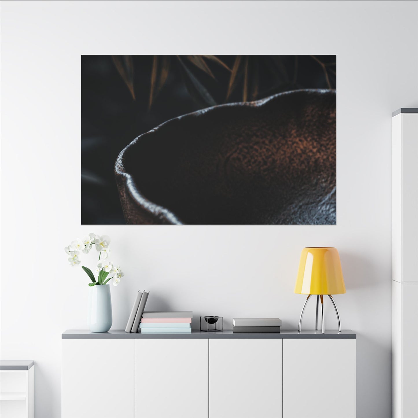 Luxurious Ceramic Bowl Canvas Art - Shadow Zen Dark Japandi