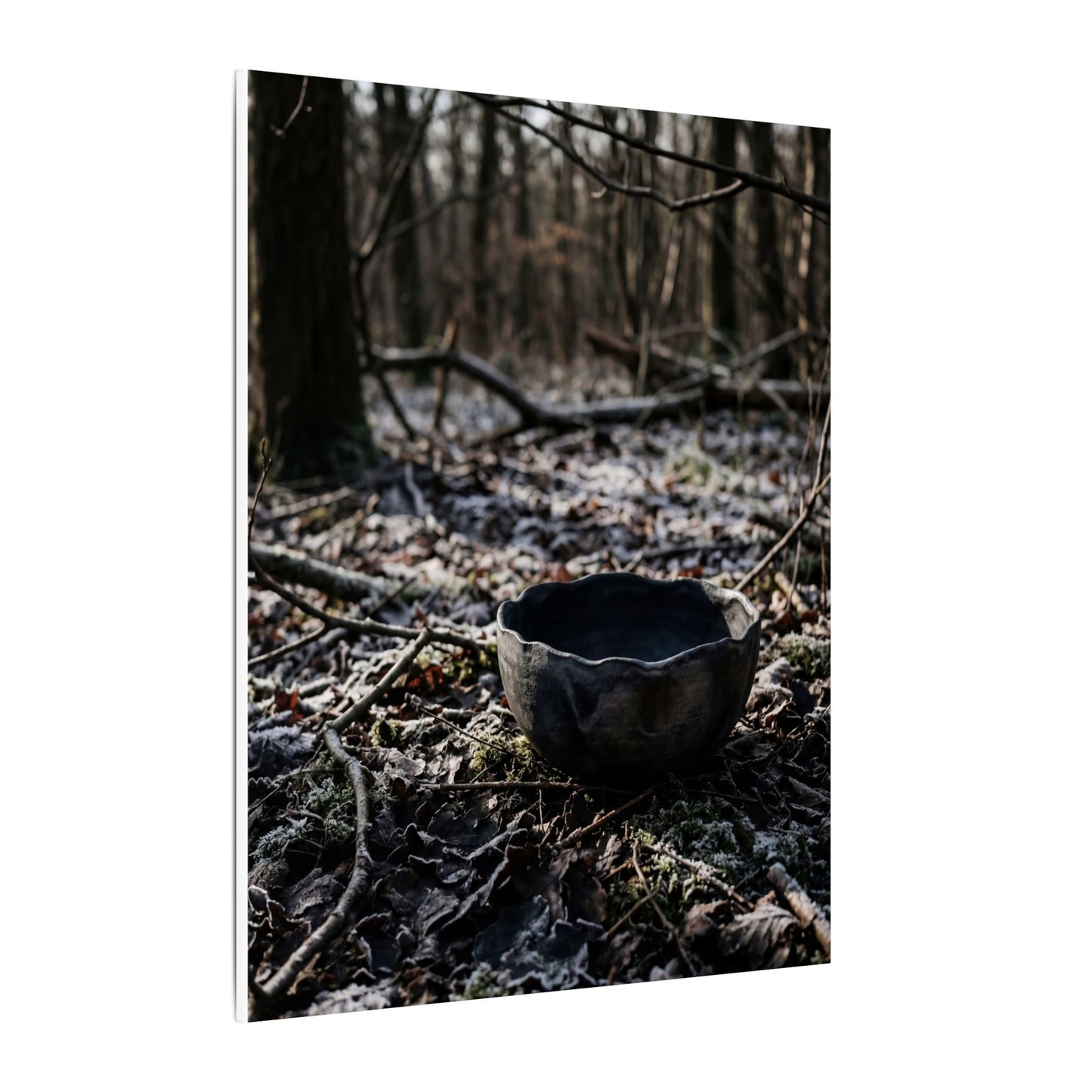 Dappled Ceramic Bowl Canvas Art - Dark Japandi Kanso