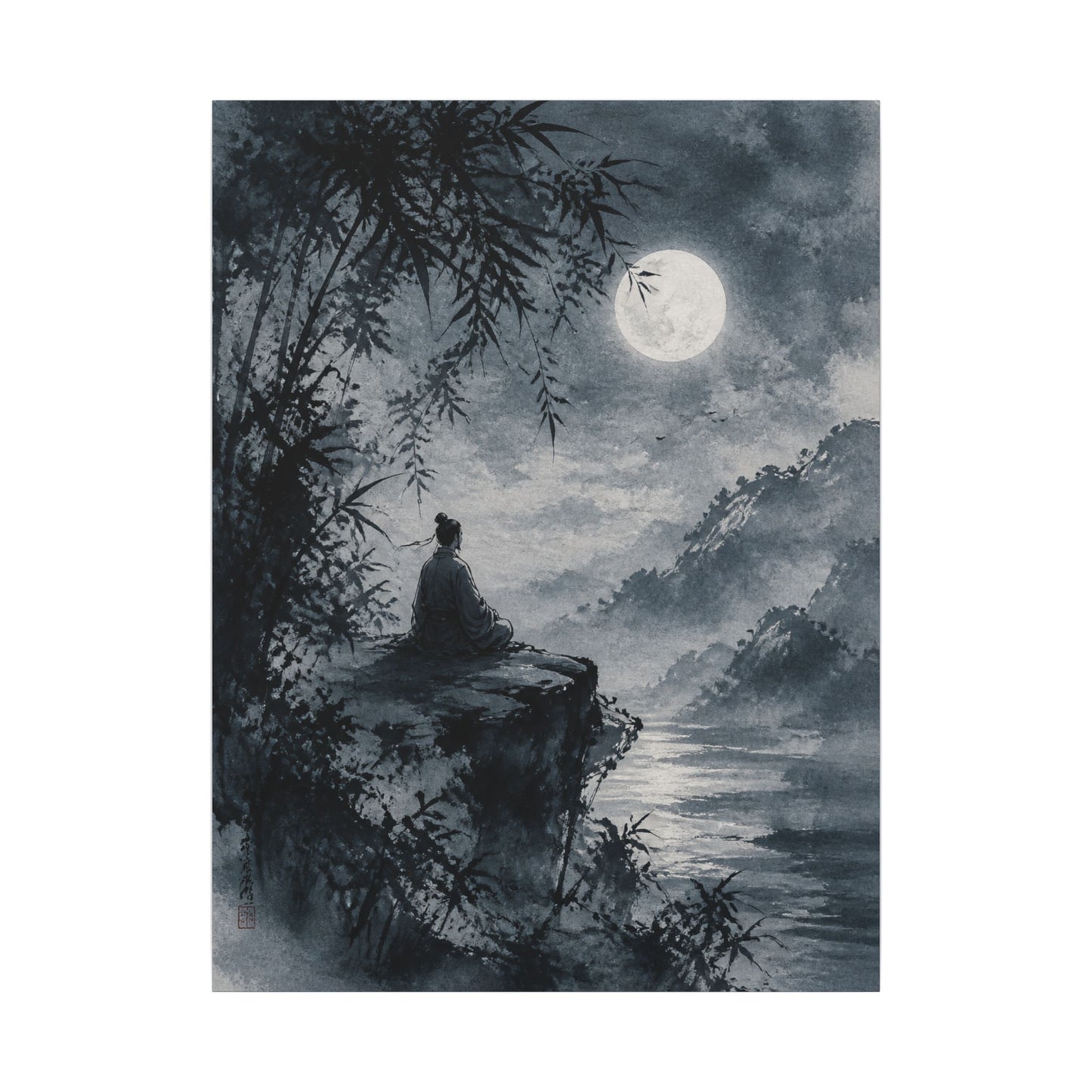 Ink Brushstroke Sumi E Canvas Art | Serene Zen Art
