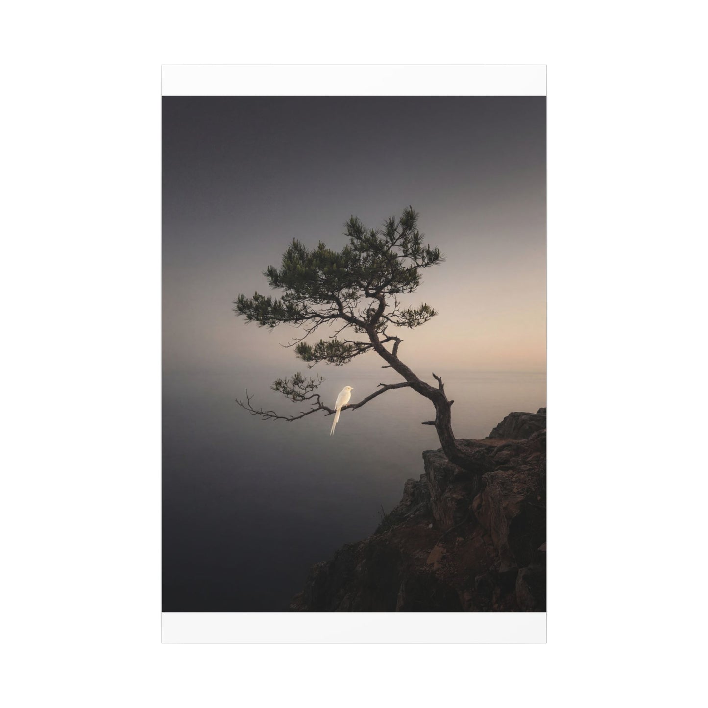 Dawn Pine Tree Canvas Art - Dark Japandi Datsuzoku