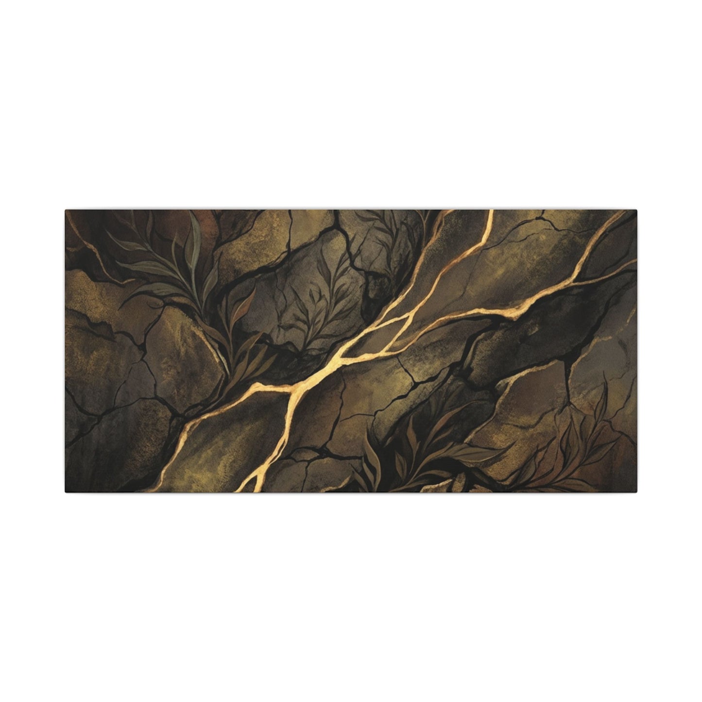 Cracked Earth Charcoal Ink Canvas Art | Bold Dark Japandi Art