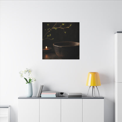 Moody Ceramic Bowl Canvas Art - Shadow Zen Dark Japandi