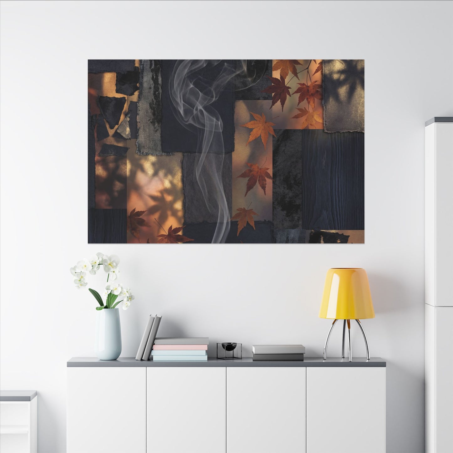 Autumn Incense Smoke Dark Texture Canvas Art | Sophisticated Decor
