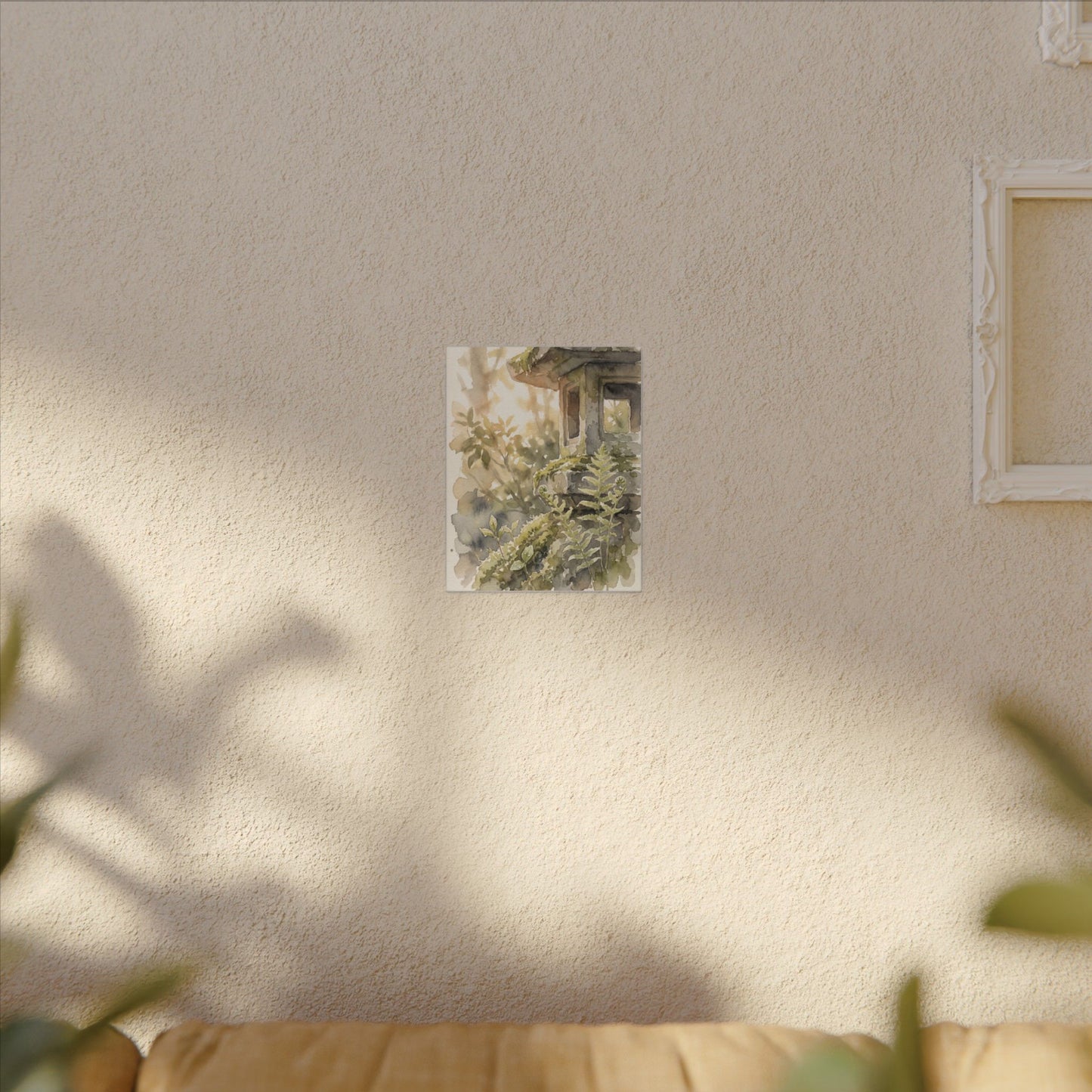 Earthy Stone Lantern Canvas Art - Watercolor Japandi