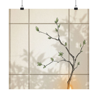 Shoji Screen Minimal Line Wall Art Print | Earthy Japandi Art