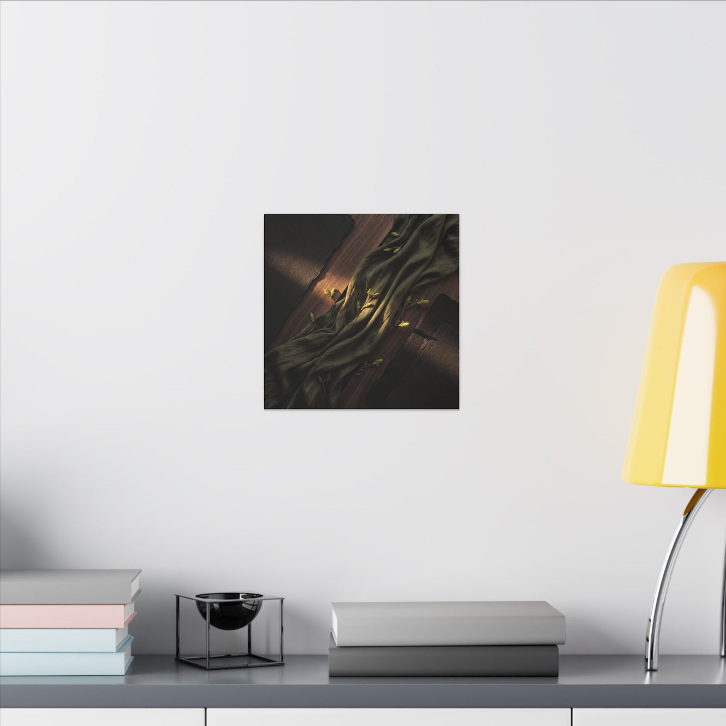 Silk Drape Canvas Art | Spring Dark Japandi Dark Texture Art
