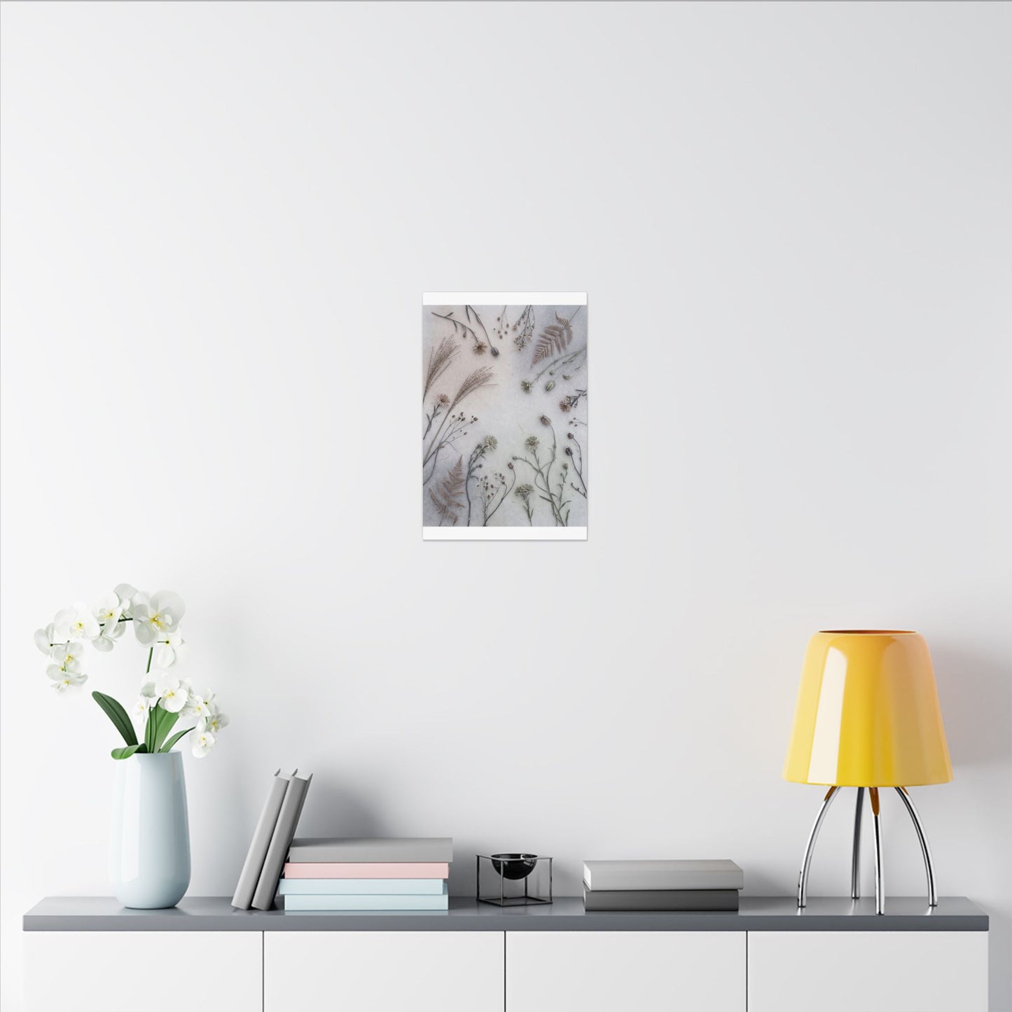 Dried Flowers Japanese Pattern Canvas Art | Elegant Japandi Art