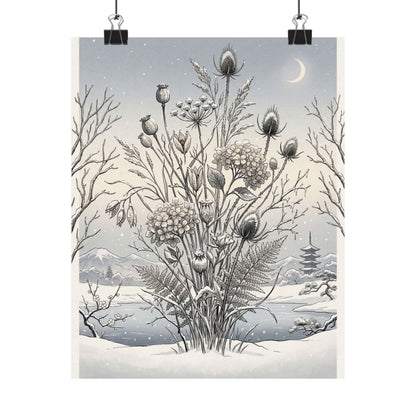 Zen Dried Flowers in Dawn | Ukiyo E Inspired Wall Art Print