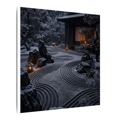 Candlelight Rock Garden Canvas Art - Dark Japandi Fukinsei