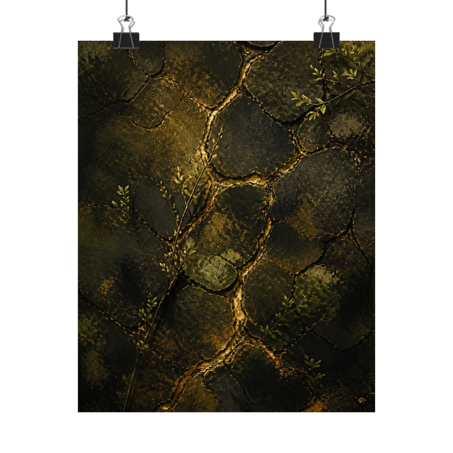 Cracked Earth Dark Texture Wall Art Print | Sophisticated Dark Japandi Art