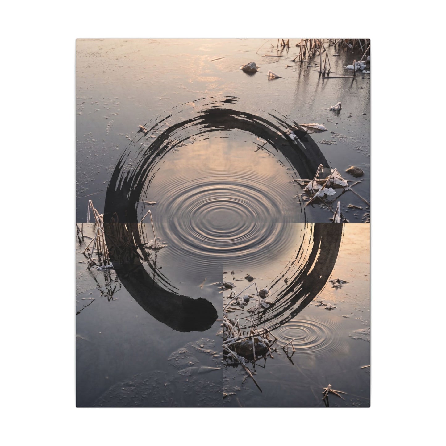Winter Water Ripple Enso Canvas Art | Tranquil Decor