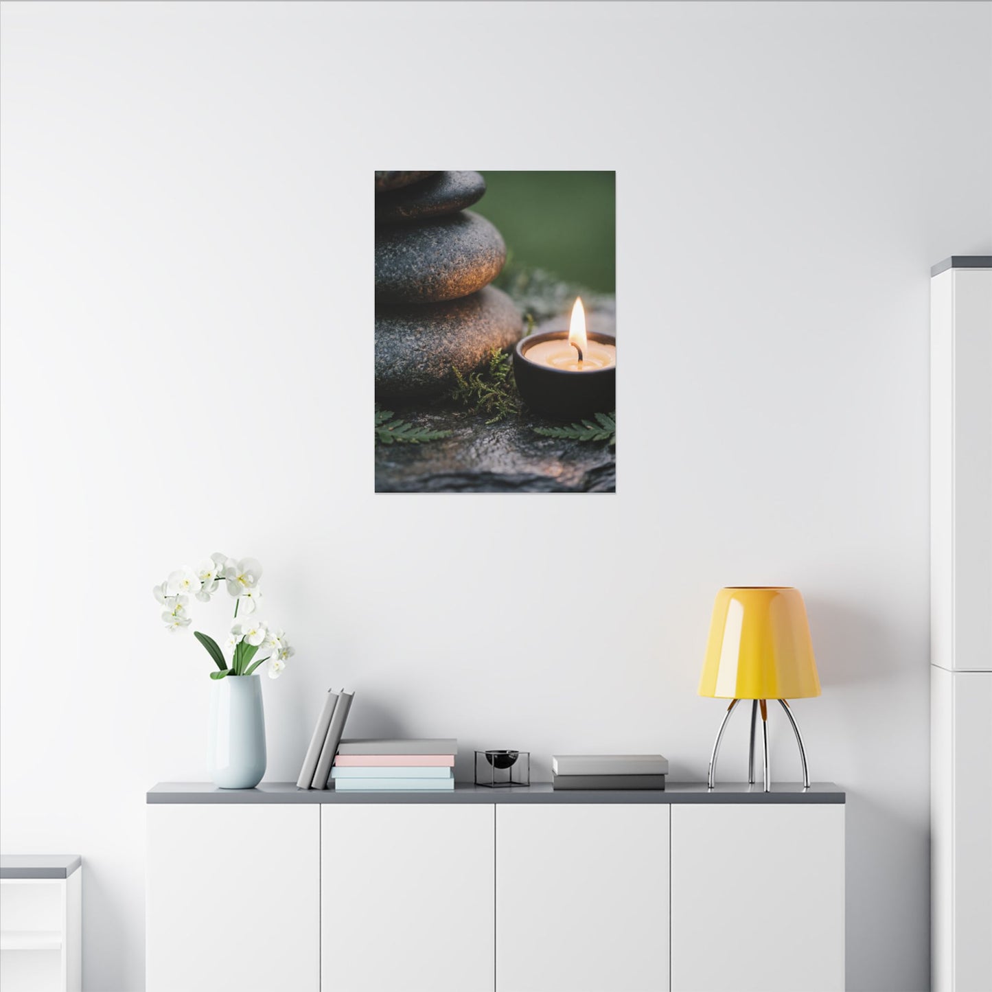 Warm River Stones Canvas Art - Japanese Pattern Japandi