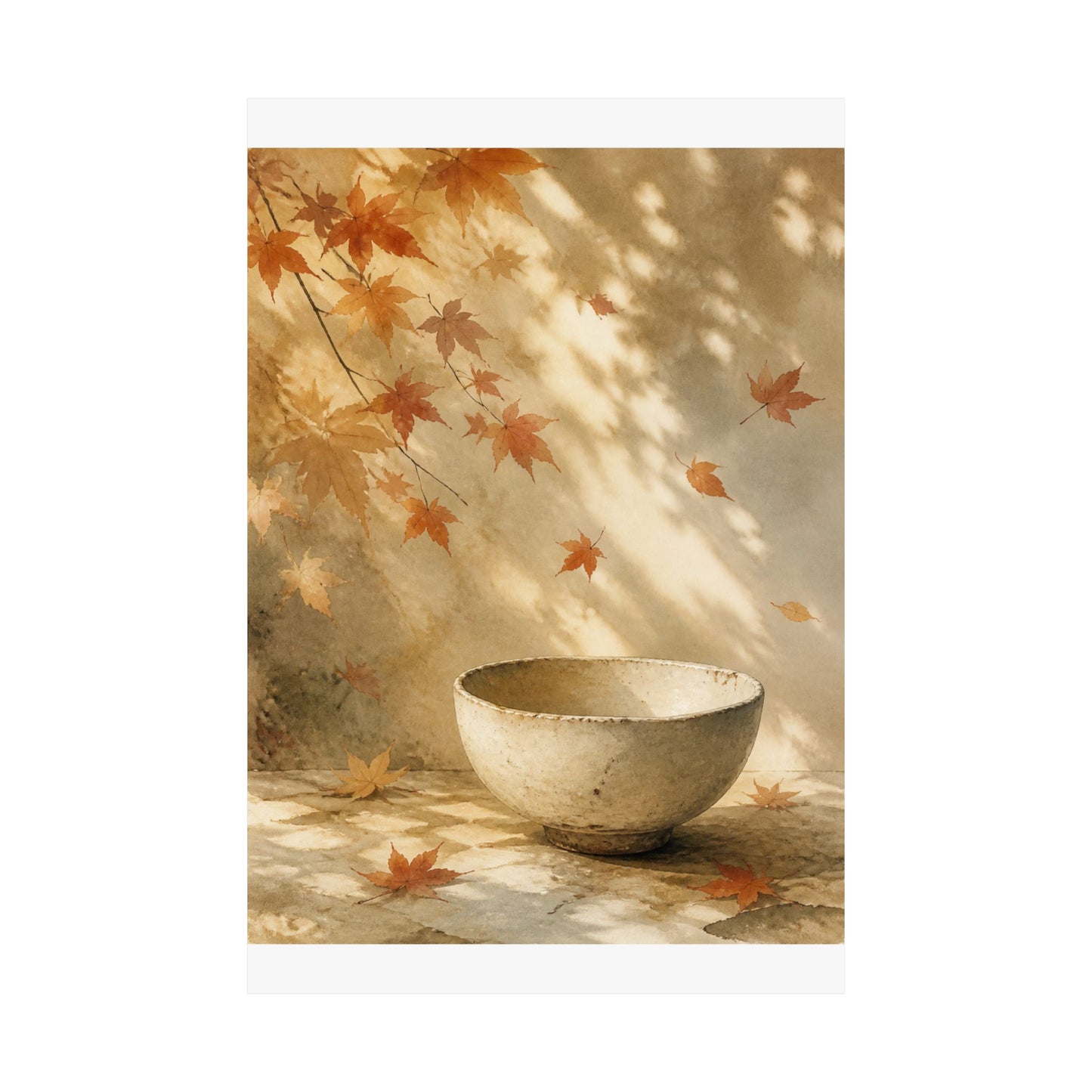 Ceramic Bowl Wall Art Print | Autumn Japandi Watercolor Art