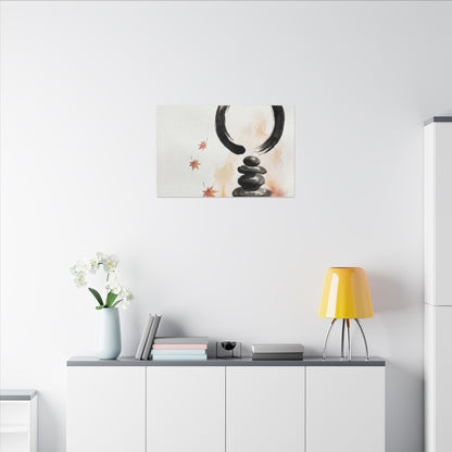 River Stones Canvas Art | Autumn Zen Enso Art