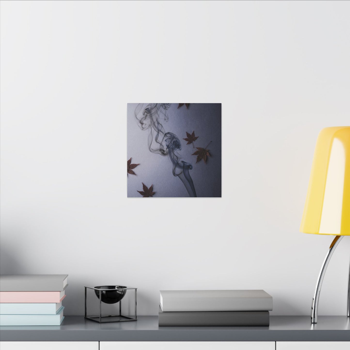Dark Japandi Incense Smoke in Dawn | Moody Minimal Canvas Art