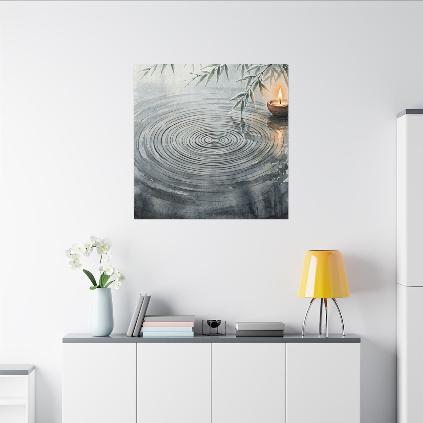 Water Ripple Sumi E Canvas Art | Calm Zen Art