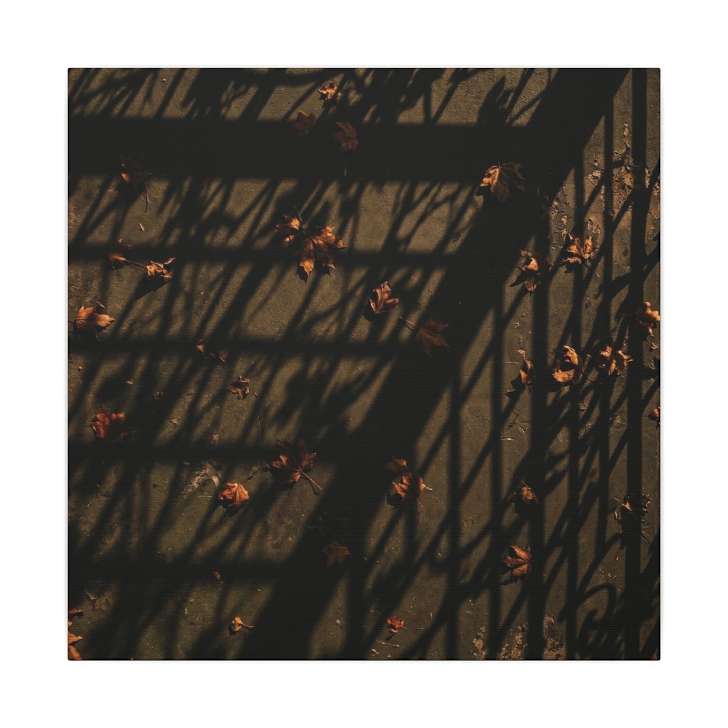 Dark Japandi Shadow Play in Golden Hour | Moody Minimal Canvas Art