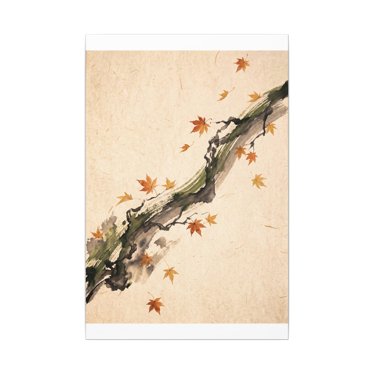Ink Brushstroke Autumn Canvas Art | Zen Calm Design