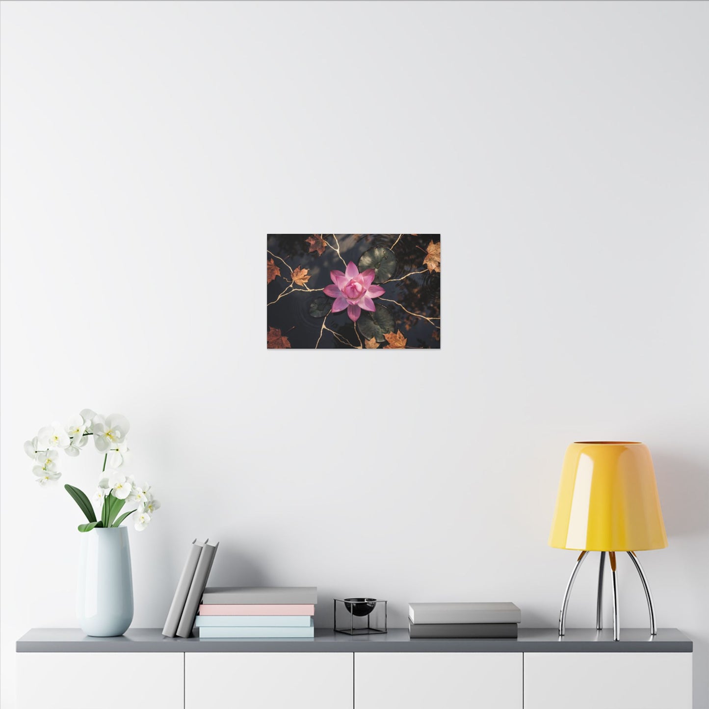Ma Lotus Flower Canvas Art - Kintsugi Gold Vein