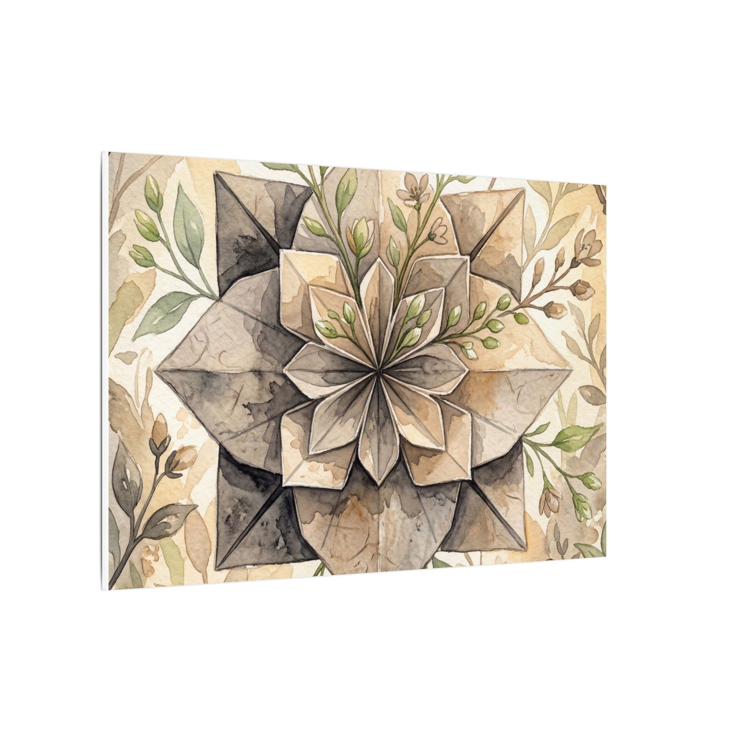 Warm Paper Fold Canvas Art - Watercolor Japandi