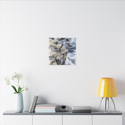 Pine Tree Canvas Art | Winter Japandi Watercolor Art