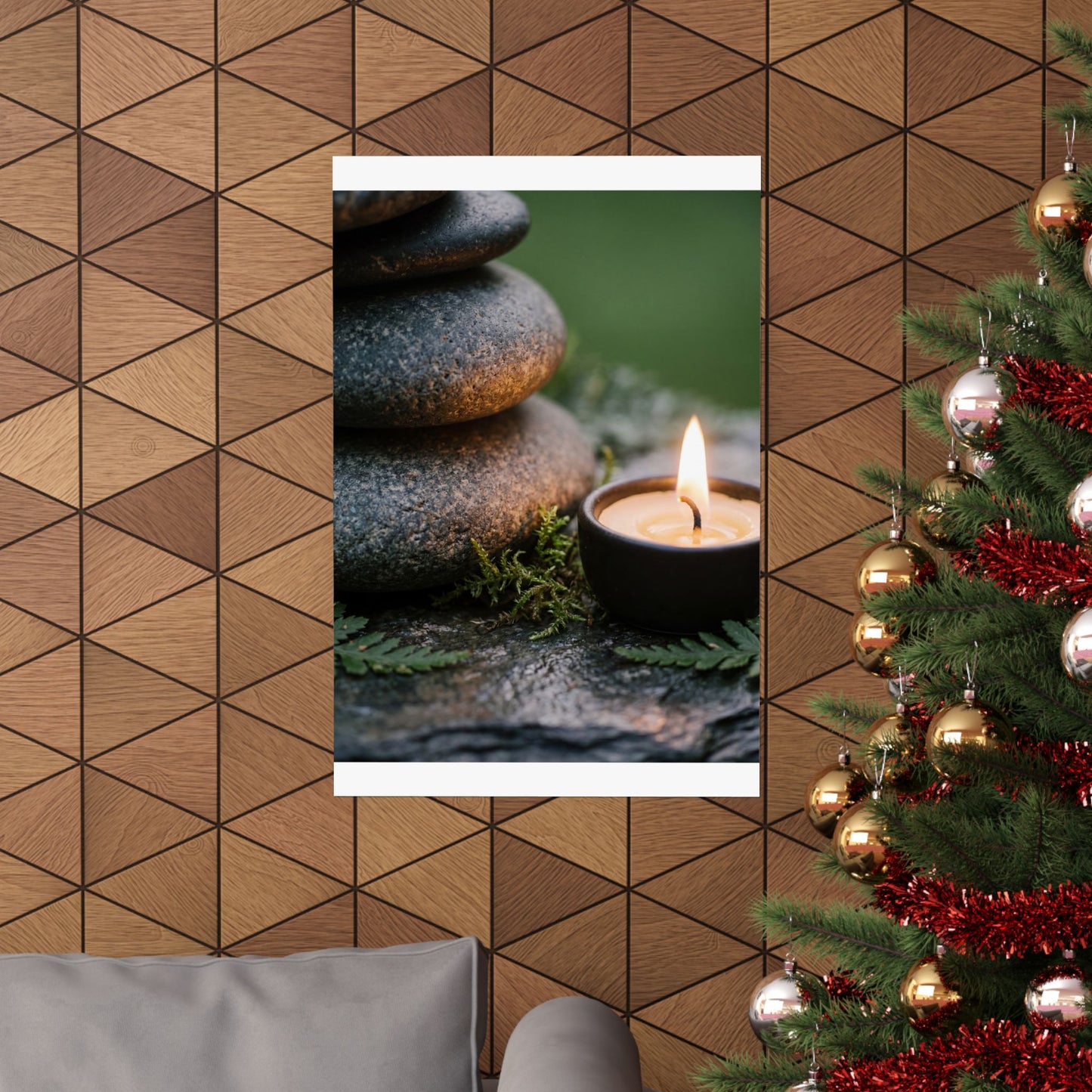 River Stones Wall Art Print | Summer Japandi Japanese Pattern Art
