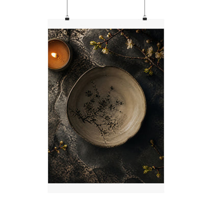 Neutral Ceramic Bowl Wall Art Print - Japanese Pattern Japandi