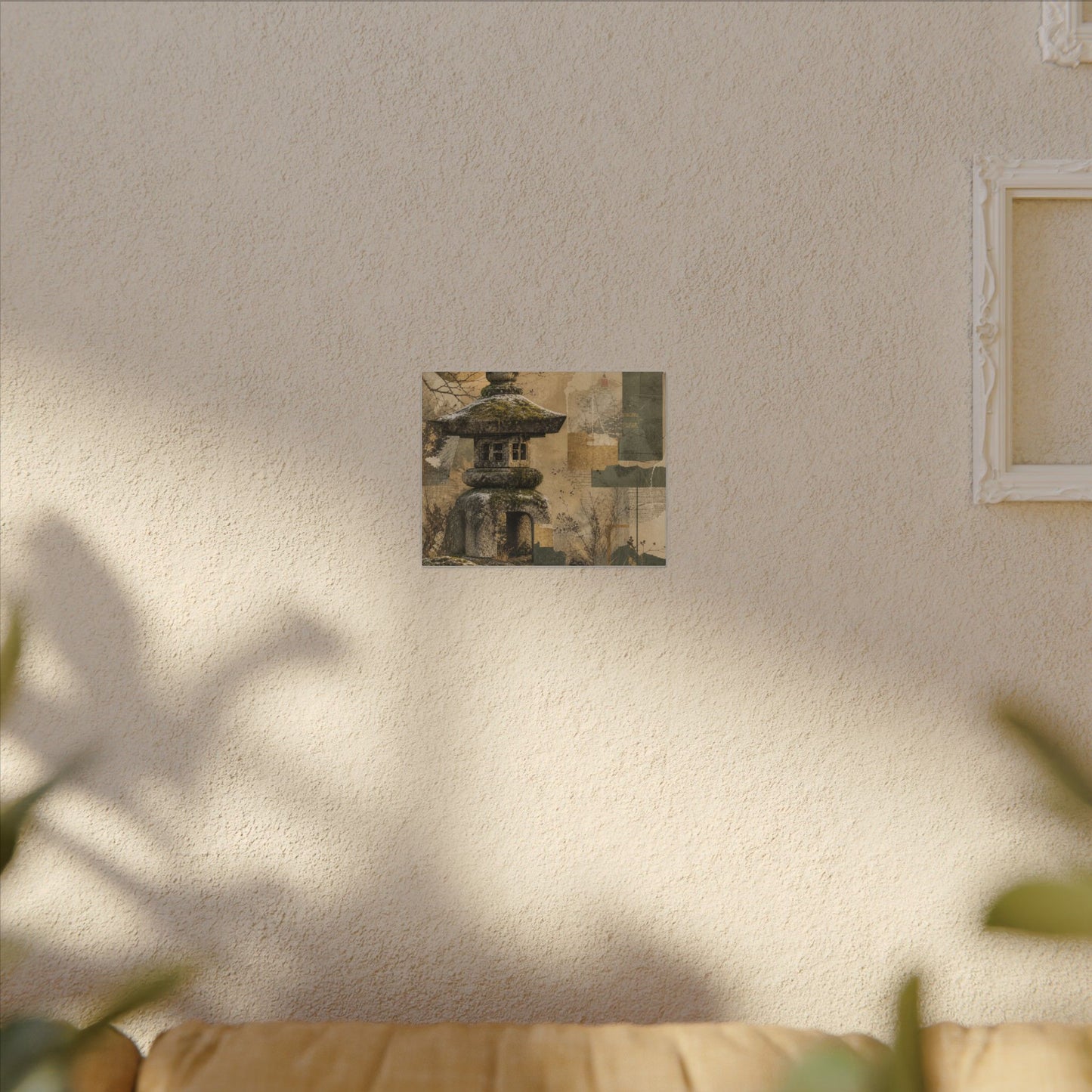 Elegant Stone Lantern Canvas Art - Texture Japandi