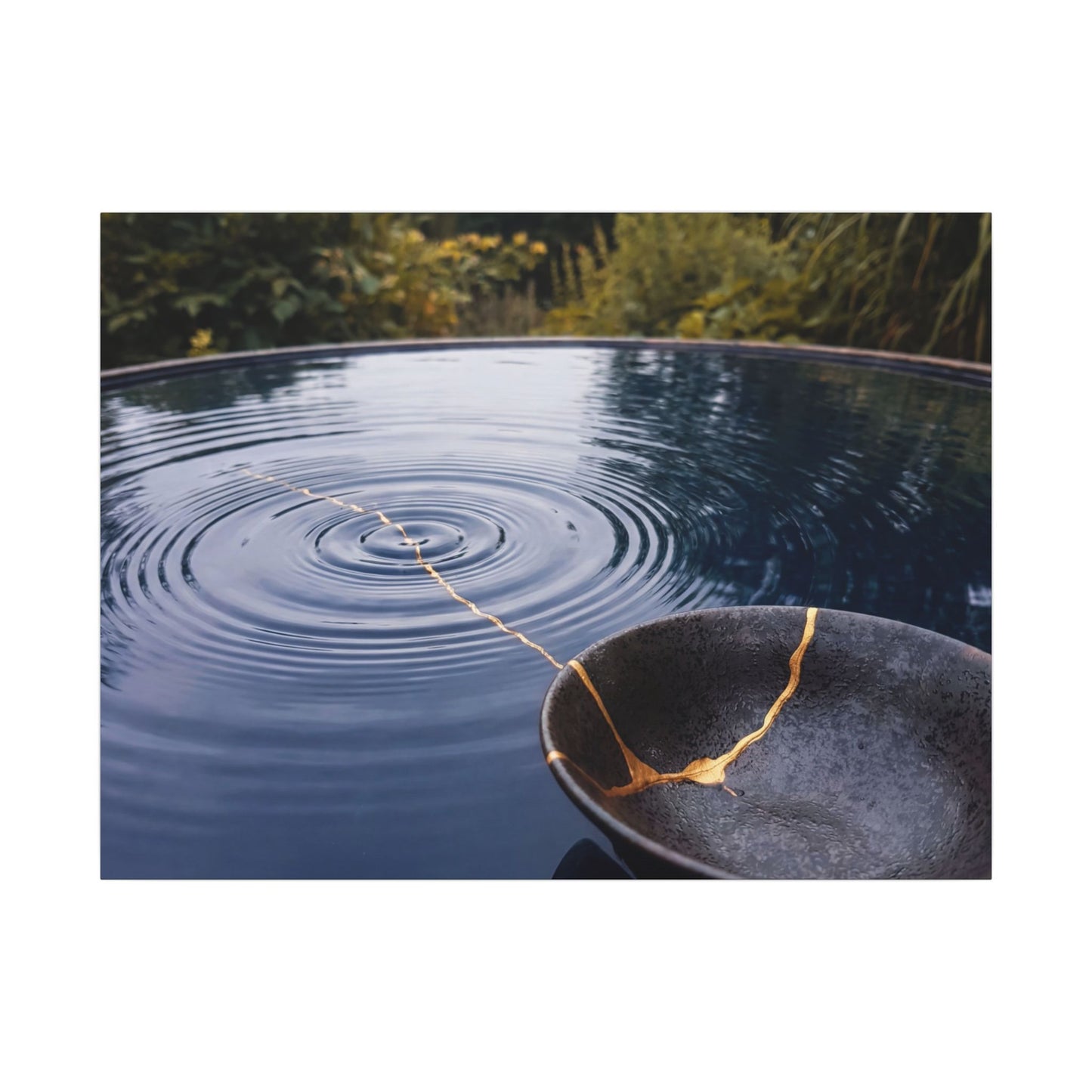 Kintsugi Water Ripple in Overcast | Broken Beauty Canvas Art Art Print