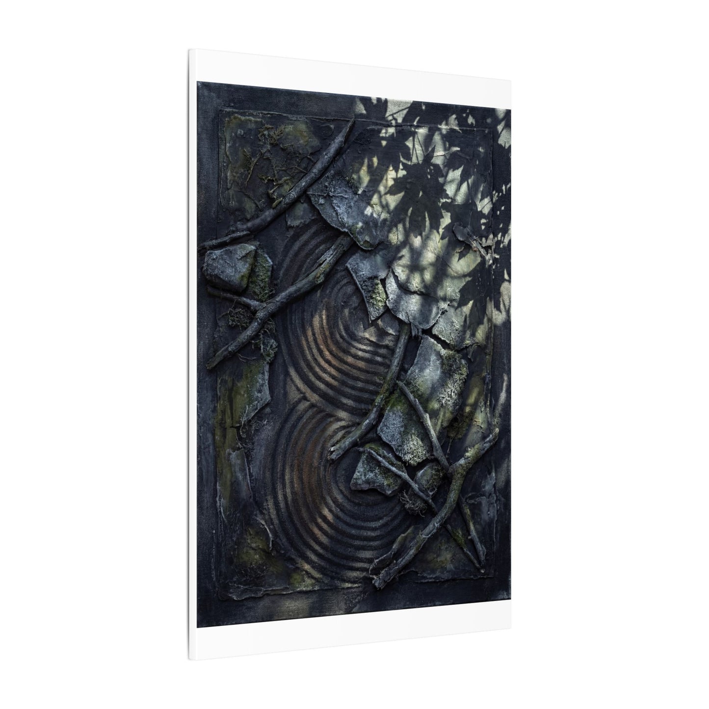 Rock Garden Canvas Art | Winter Dark Japandi Dark Texture Art