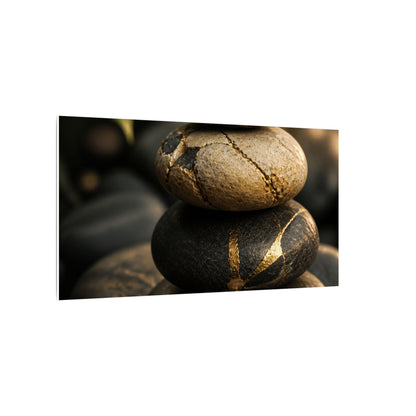 Summer River Stones Broken Beauty Canvas Art | Healing Decor