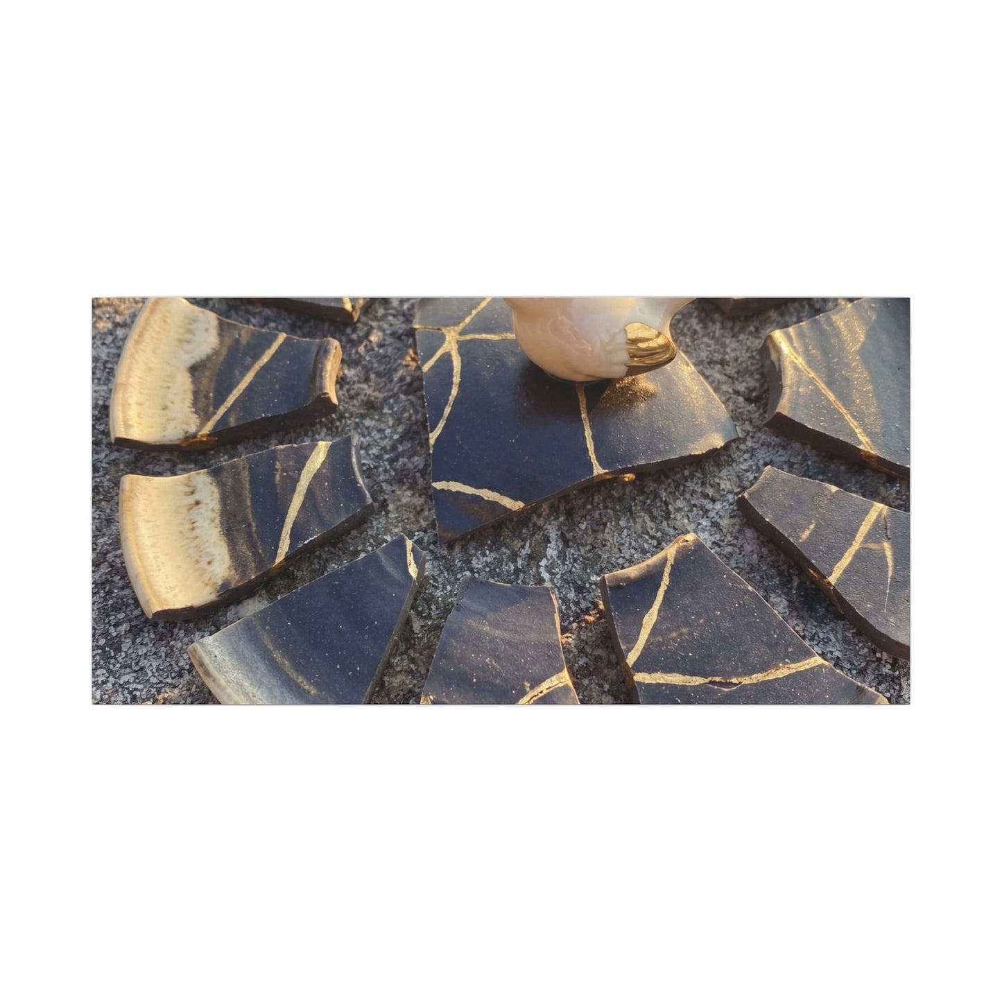 Golden Hour Broken Pottery Canvas Art - Kintsugi Datsuzoku