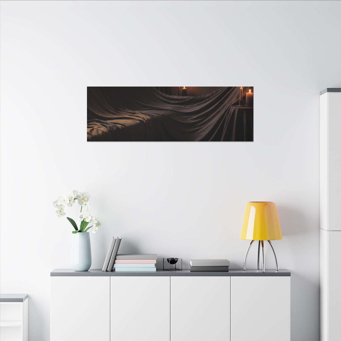 Candlelight Silk Drape Canvas Art - Dark Japandi Ma