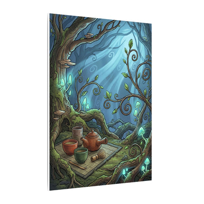 Spring Tea Ceremony Forest Whimsy Canvas Art | Cozy Decor