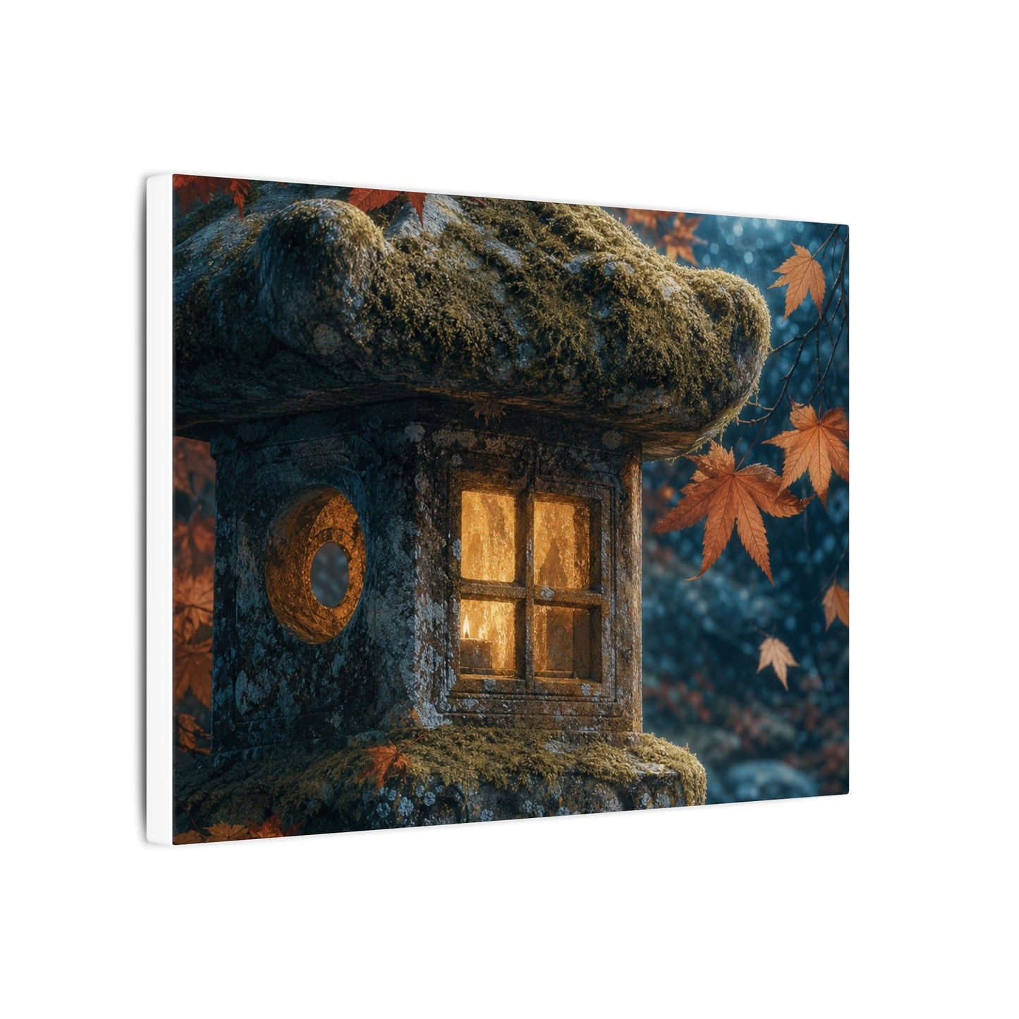 Autumn Stone Lantern Forest Whimsy Canvas Art | Earthy Decor