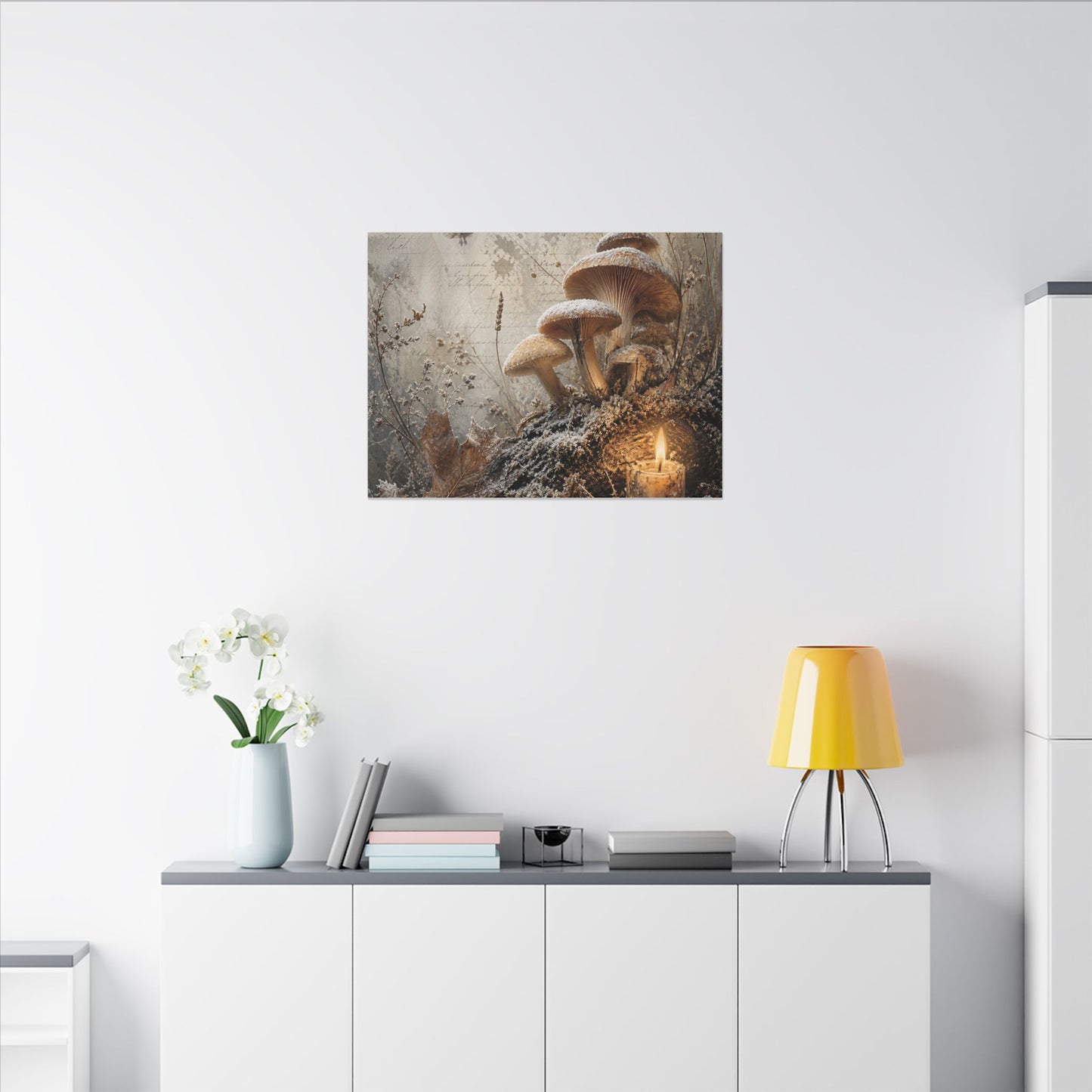 Wild Mushrooms Texture Canvas Art | Elegant Japandi Art