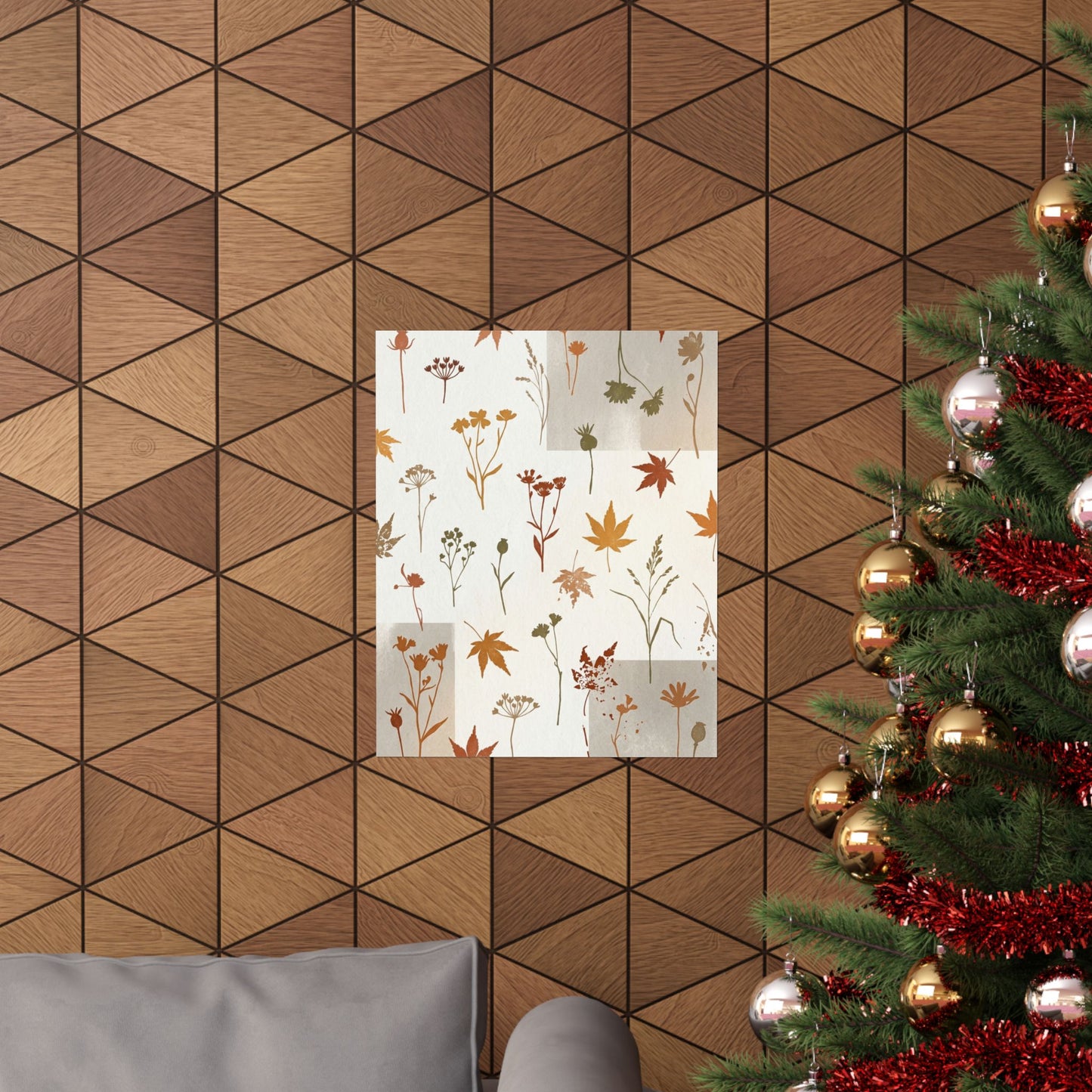 Warm Dried Flowers Wall Art Print - Japanese Pattern Japandi