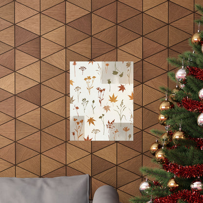 Warm Dried Flowers Wall Art Print - Japanese Pattern Japandi
