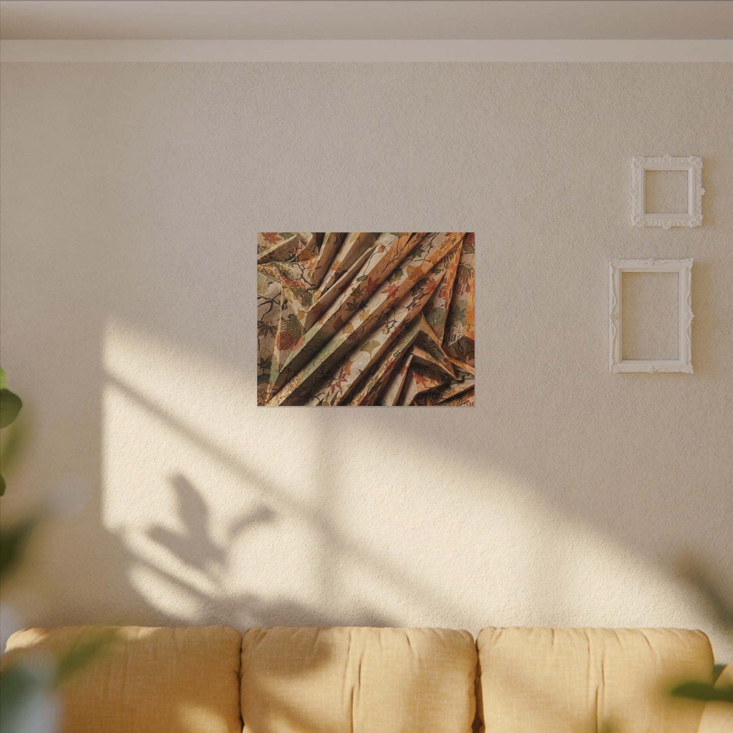 Paper Fold Autumn Canvas Art | Japandi Earthy Design