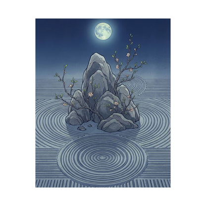 Kanso Rock Garden Wall Art Print - Zen Ukiyo E Inspired
