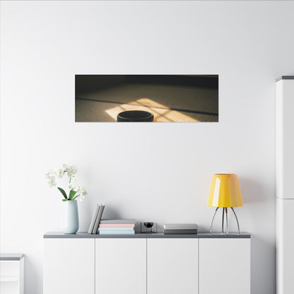 Dark Japandi Tea Ceremony in Golden Hour | Moody Minimal Canvas Art