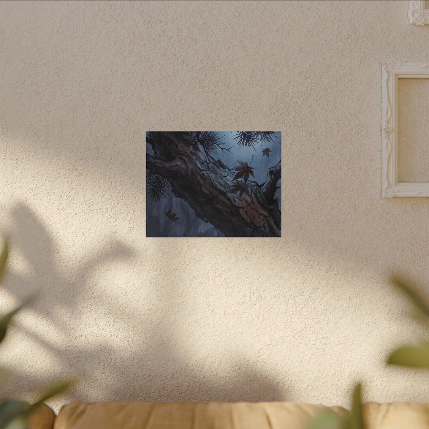 Atmospheric Pine Tree Canvas Art - Shadow Zen Dark Japandi