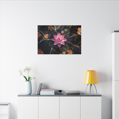 Ma Lotus Flower Canvas Art - Kintsugi Gold Vein