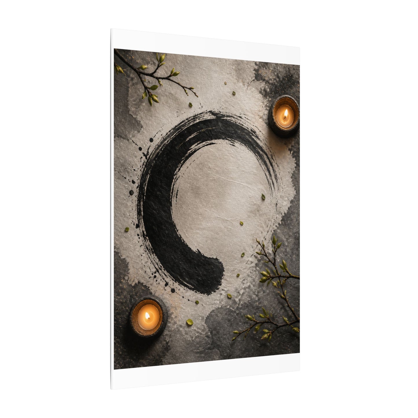 Candlelight Ink Brushstroke Canvas Art - Zen Ma