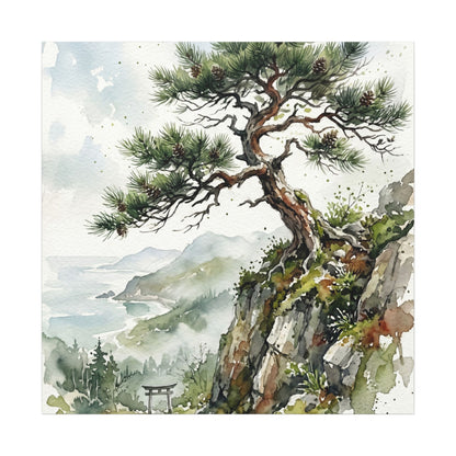 Pine Tree Spring Canvas Art | Japandi Neutral Design